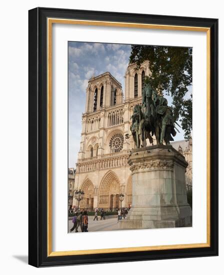 Gothic Notre Dame Cathedral and Statue of Charlemagne Et Ses Leudes, Place Du Parvis Notre Dame, Il-Richard Nebesky-Framed Photographic Print