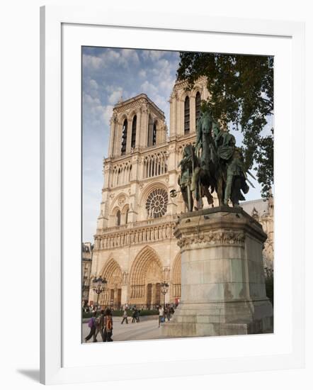 Gothic Notre Dame Cathedral and Statue of Charlemagne Et Ses Leudes, Place Du Parvis Notre Dame, Il-Richard Nebesky-Framed Photographic Print