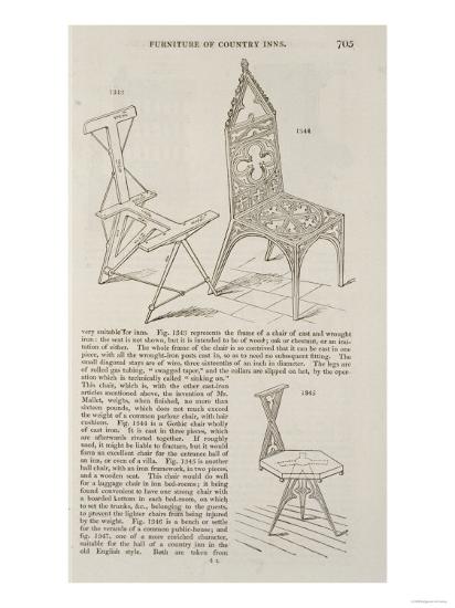 Gothic Style Country Inn Furniture Encyclopedia Of Cottage Farm And Villa Architecture C1842 Giclee Print By Artcom - 