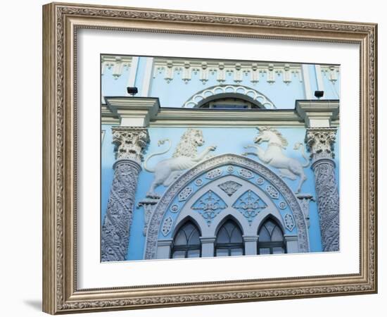 Gothic-Style Facade of the Synodal Printing House, Nikolskaya Ulitsa, Moscow, Russia, Europe-Lawrence Graham-Framed Photographic Print