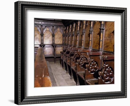 Gothic Wooden Choir, Cathedral of Assumption Blessed Virgin, Volterra, Tuscany, Detail, Italy-null-Framed Giclee Print