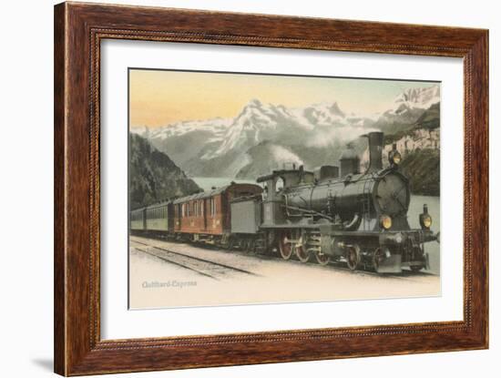 Gotthard Express Through the Alps-null-Framed Art Print