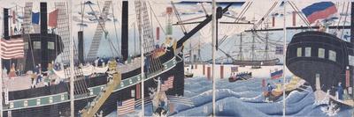 Foreign Ships at Yokohama-Gountei Sadahide-Framed Premier Image Canvas