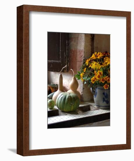 Gourds and Flowers in Kitchen in Chateau de Cormatin, Burgundy, France-Lisa S. Engelbrecht-Framed Photographic Print