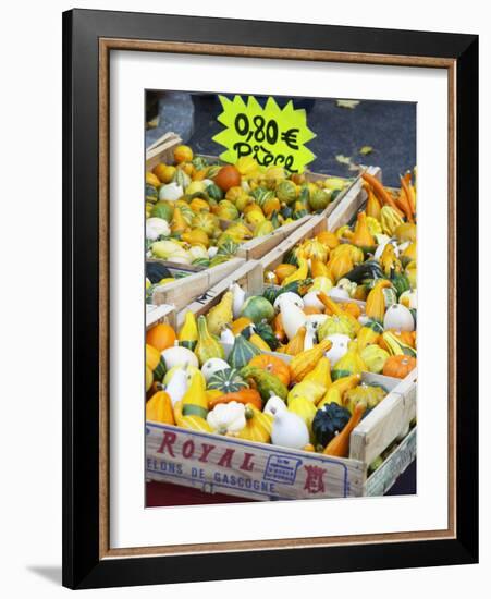 Gourds for Sale at Market Stall, Bergerac, Dordogne, France-Per Karlsson-Framed Photographic Print