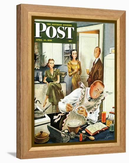 "Gourmet Cook?," Saturday Evening Post Cover, April 13, 1946-Constantin Alajalov-Framed Premier Image Canvas