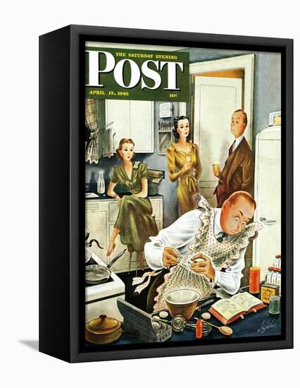 "Gourmet Cook?," Saturday Evening Post Cover, April 13, 1946-Constantin Alajalov-Framed Premier Image Canvas