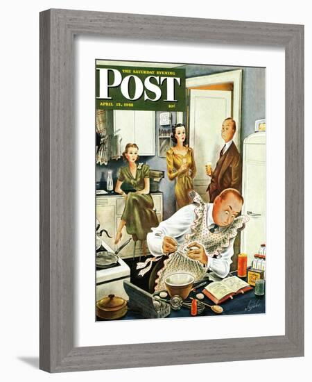 "Gourmet Cook?," Saturday Evening Post Cover, April 13, 1946-Constantin Alajalov-Framed Giclee Print