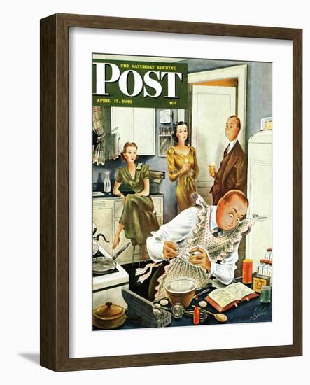 "Gourmet Cook?," Saturday Evening Post Cover, April 13, 1946-Constantin Alajalov-Framed Giclee Print