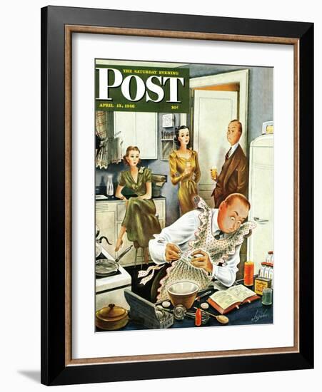 "Gourmet Cook?," Saturday Evening Post Cover, April 13, 1946-Constantin Alajalov-Framed Giclee Print