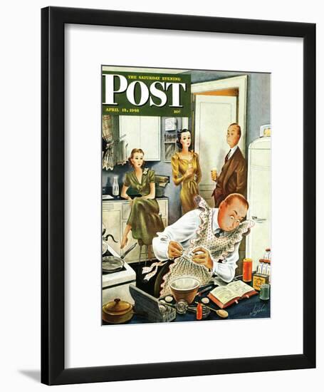 "Gourmet Cook?," Saturday Evening Post Cover, April 13, 1946-Constantin Alajalov-Framed Giclee Print