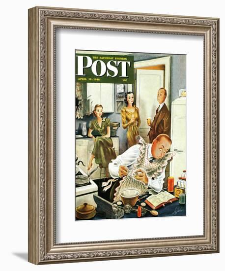 "Gourmet Cook?," Saturday Evening Post Cover, April 13, 1946-Constantin Alajalov-Framed Giclee Print