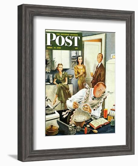 "Gourmet Cook?," Saturday Evening Post Cover, April 13, 1946-Constantin Alajalov-Framed Giclee Print