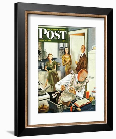 "Gourmet Cook?," Saturday Evening Post Cover, April 13, 1946-Constantin Alajalov-Framed Giclee Print