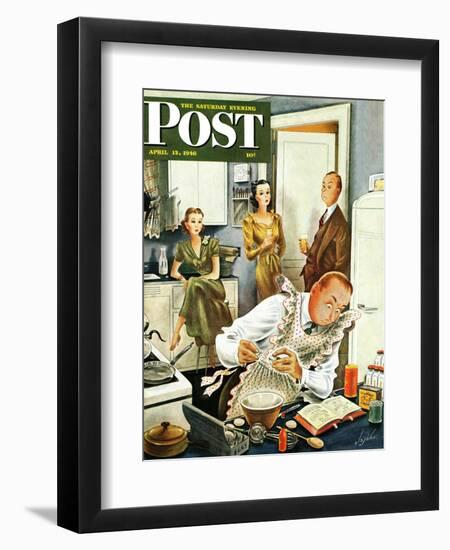 "Gourmet Cook?," Saturday Evening Post Cover, April 13, 1946-Constantin Alajalov-Framed Giclee Print