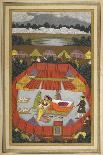 Timur Handing the Imperial Crown to Babur, India-Govardhan-Framed Premier Image Canvas
