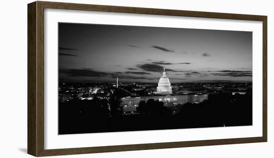 Government Building Lit Up at Night, Us Capitol Building, Washington Dc, USA-null-Framed Photographic Print