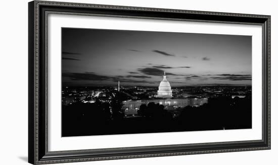 Government Building Lit Up at Night, Us Capitol Building, Washington Dc, USA-null-Framed Photographic Print