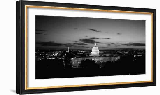 Government Building Lit Up at Night, Us Capitol Building, Washington Dc, USA-null-Framed Photographic Print