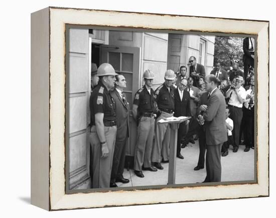 Governor George Wallace Blocks Entrance at the University of Alabama-Warren K^ Leffler-Framed Stretched Canvas