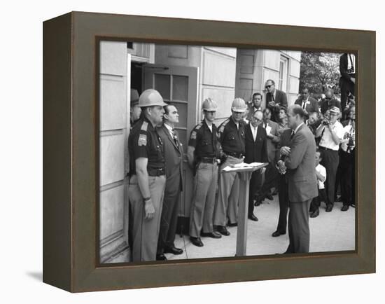 Governor George Wallace Blocks Entrance at the University of Alabama-Warren K^ Leffler-Framed Stretched Canvas