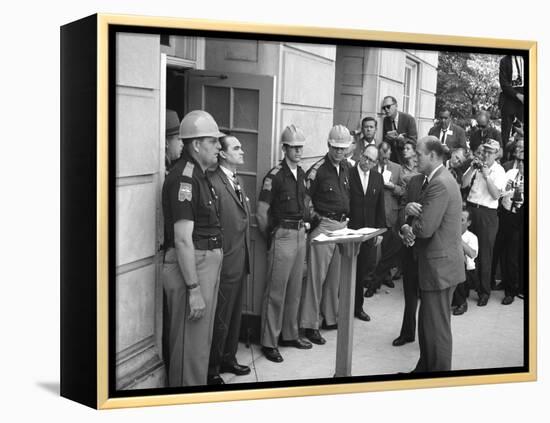 Governor George Wallace Blocks Entrance at the University of Alabama-Warren K^ Leffler-Framed Stretched Canvas