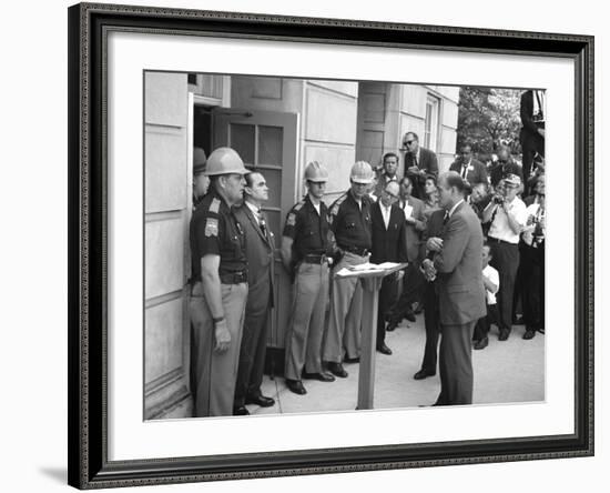 Governor George Wallace Blocks Entrance at the University of Alabama-Warren K^ Leffler-Framed Photo