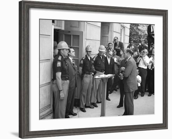 Governor George Wallace Blocks Entrance at the University of Alabama-Warren K^ Leffler-Framed Photo