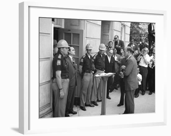 Governor George Wallace Blocks Entrance at the University of Alabama-Warren K^ Leffler-Framed Photo