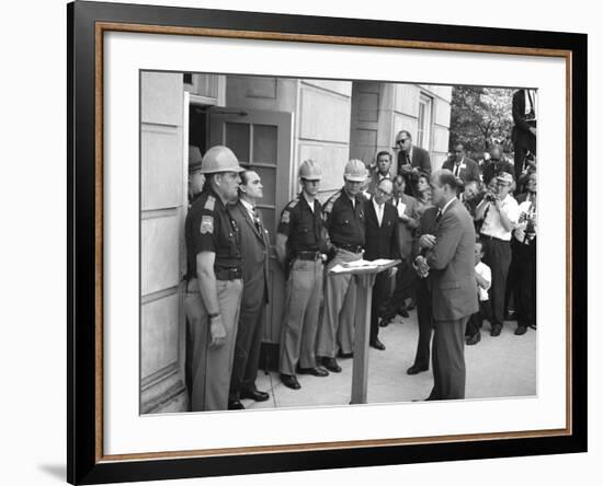 Governor George Wallace Blocks Entrance at the University of Alabama-Warren K^ Leffler-Framed Photo