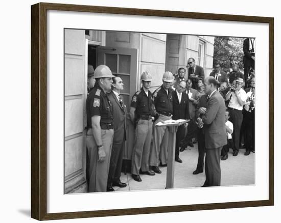 Governor George Wallace Blocks Entrance at the University of Alabama-Warren K^ Leffler-Framed Photo