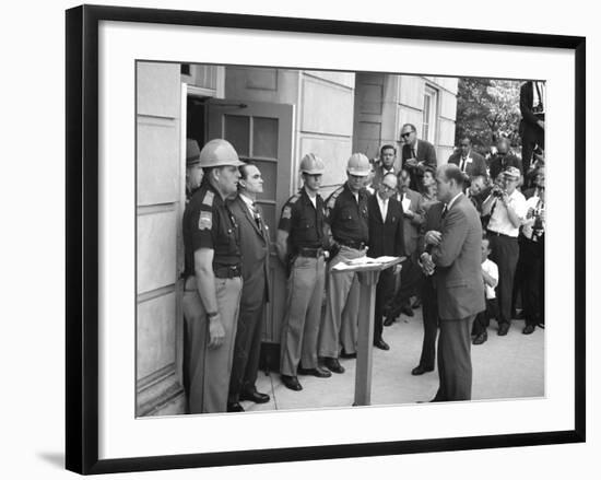 Governor George Wallace Blocks Entrance at the University of Alabama-Warren K^ Leffler-Framed Photo