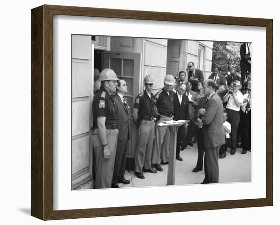 Governor George Wallace Blocks Entrance at the University of Alabama-Warren K^ Leffler-Framed Photo