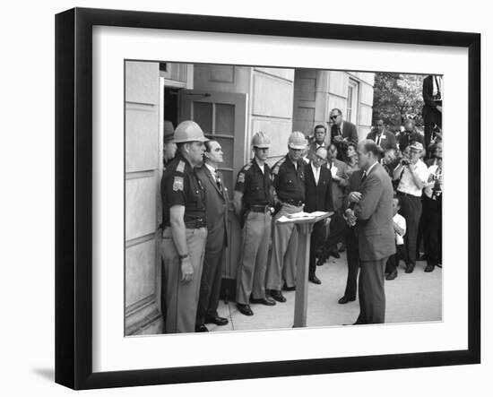 Governor George Wallace Blocks Entrance at the University of Alabama-Warren K^ Leffler-Framed Photo