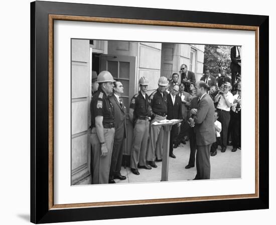 Governor George Wallace Blocks Entrance at the University of Alabama-Warren K^ Leffler-Framed Photo