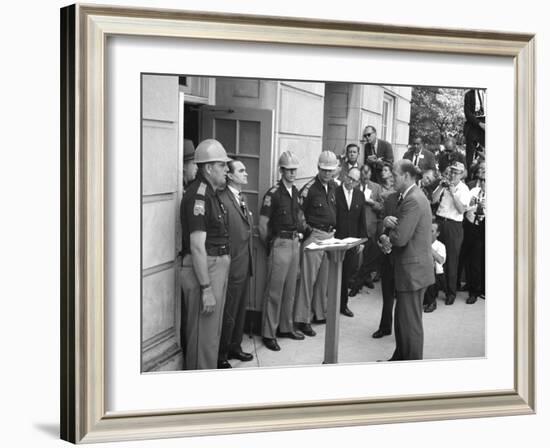 Governor George Wallace Blocks Entrance at the University of Alabama-Warren K^ Leffler-Framed Photo