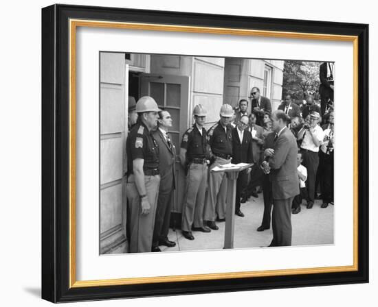 Governor George Wallace Blocks Entrance at the University of Alabama-Warren K^ Leffler-Framed Photo