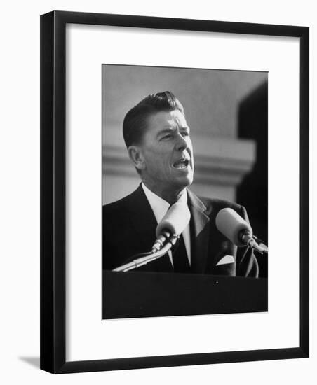 Governor Ronald W. Reagan Making Inaugural Speech after Swearing in Ceremony at Capitol-null-Framed Photographic Print