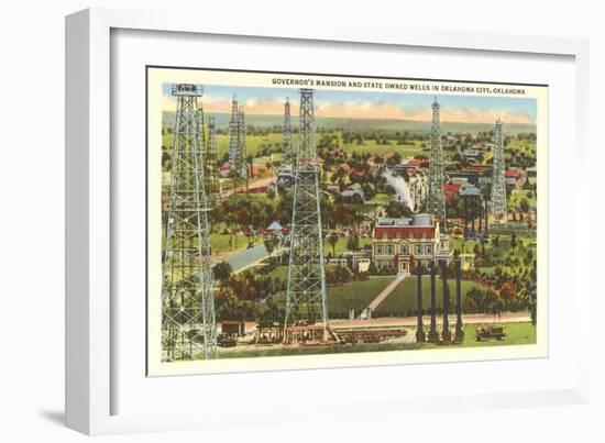 Governor's Mansion and Oil Wells, Oklahoma City, Oklahoma-null-Framed Art Print