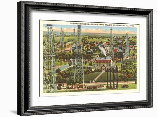 Governor's Mansion and Oil Wells, Oklahoma City, Oklahoma-null-Framed Art Print