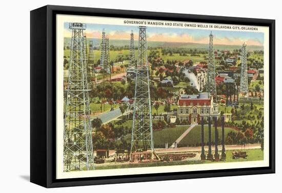 Governor's Mansion and Oil Wells, Oklahoma City, Oklahoma-null-Framed Stretched Canvas