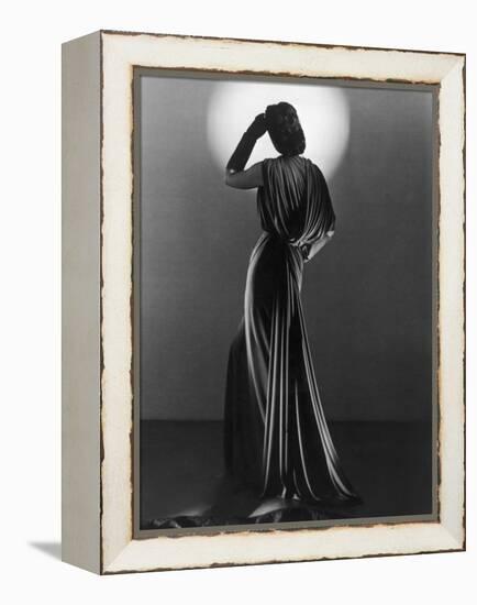 Gown in Mauve Jersey by Balenciaga of Paris Which Makes Dramatic Use of Classical Style Drapery-null-Framed Premier Image Canvas