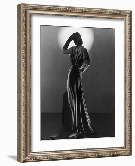 Gown in Mauve Jersey by Balenciaga of Paris Which Makes Dramatic Use of Classical Style Drapery-null-Framed Photographic Print