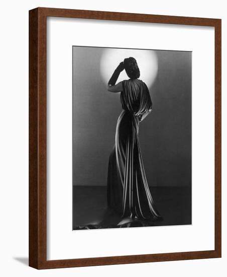 Gown in Mauve Jersey by Balenciaga of Paris Which Makes Dramatic Use of Classical Style Drapery-null-Framed Photographic Print