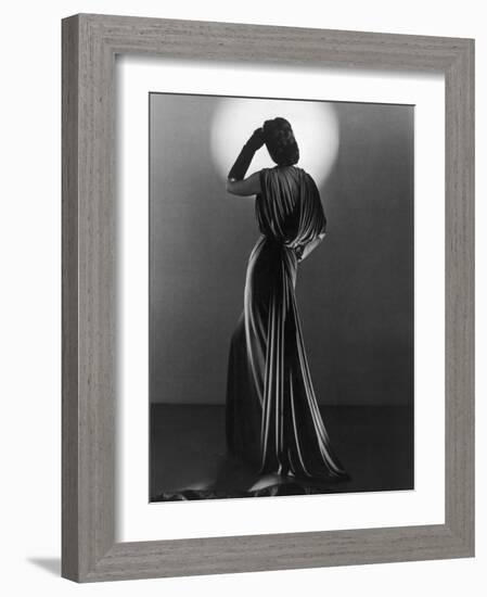 Gown in Mauve Jersey by Balenciaga of Paris Which Makes Dramatic Use of Classical Style Drapery-null-Framed Photographic Print