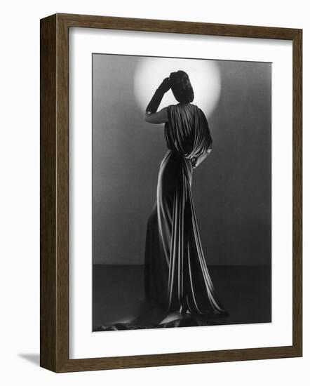 Gown in Mauve Jersey by Balenciaga of Paris Which Makes Dramatic Use of Classical Style Drapery-null-Framed Photographic Print