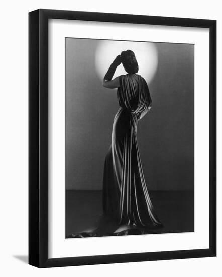 Gown in Mauve Jersey by Balenciaga of Paris Which Makes Dramatic Use of Classical Style Drapery-null-Framed Photographic Print