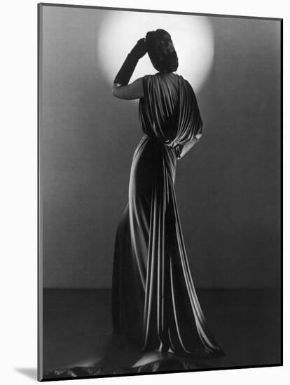 Gown in Mauve Jersey by Balenciaga of Paris Which Makes Dramatic Use of Classical Style Drapery-null-Mounted Photographic Print