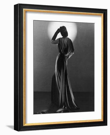 Gown in Mauve Jersey by Balenciaga of Paris Which Makes Dramatic Use of Classical Style Drapery-null-Framed Photographic Print