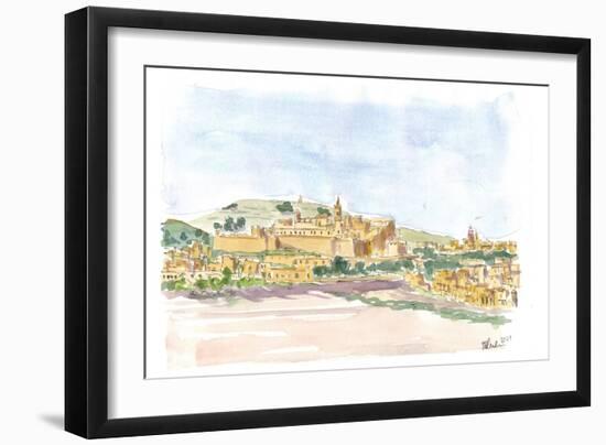 Gozo Ghawdex Malta Victoria Rabat Old Town Skyline and Citadel-M. Bleichner-Framed Art Print